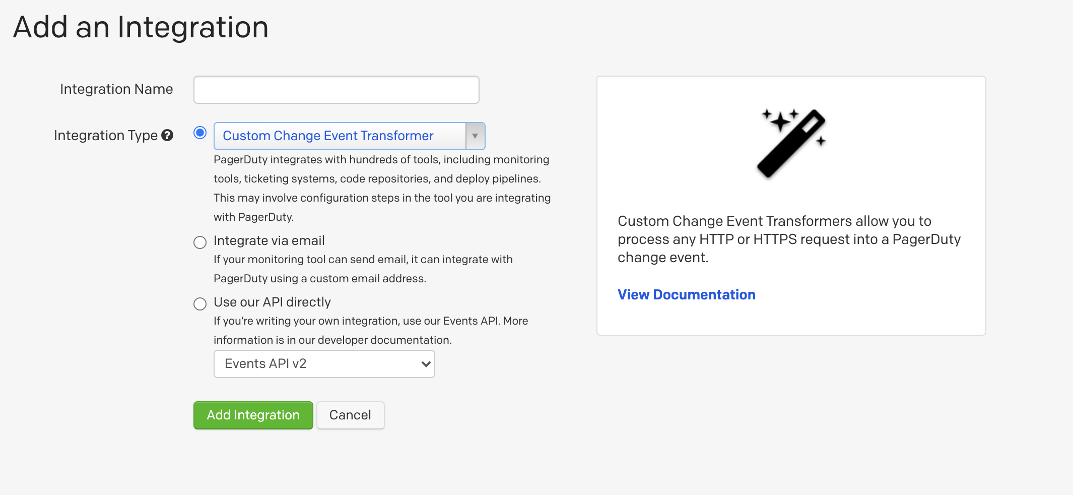 Screenshot for adding custom change event transform to a service
