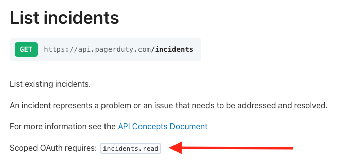 List incidents required scope