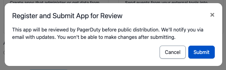 Screenshot of app submit